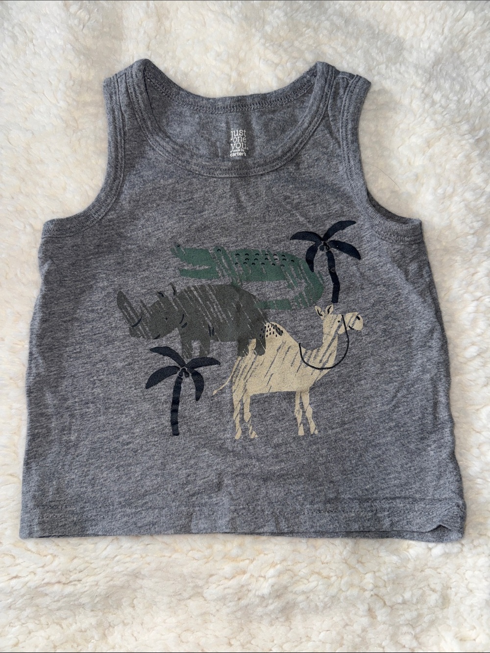 Gray Tank Top with Desert Animal Graphic